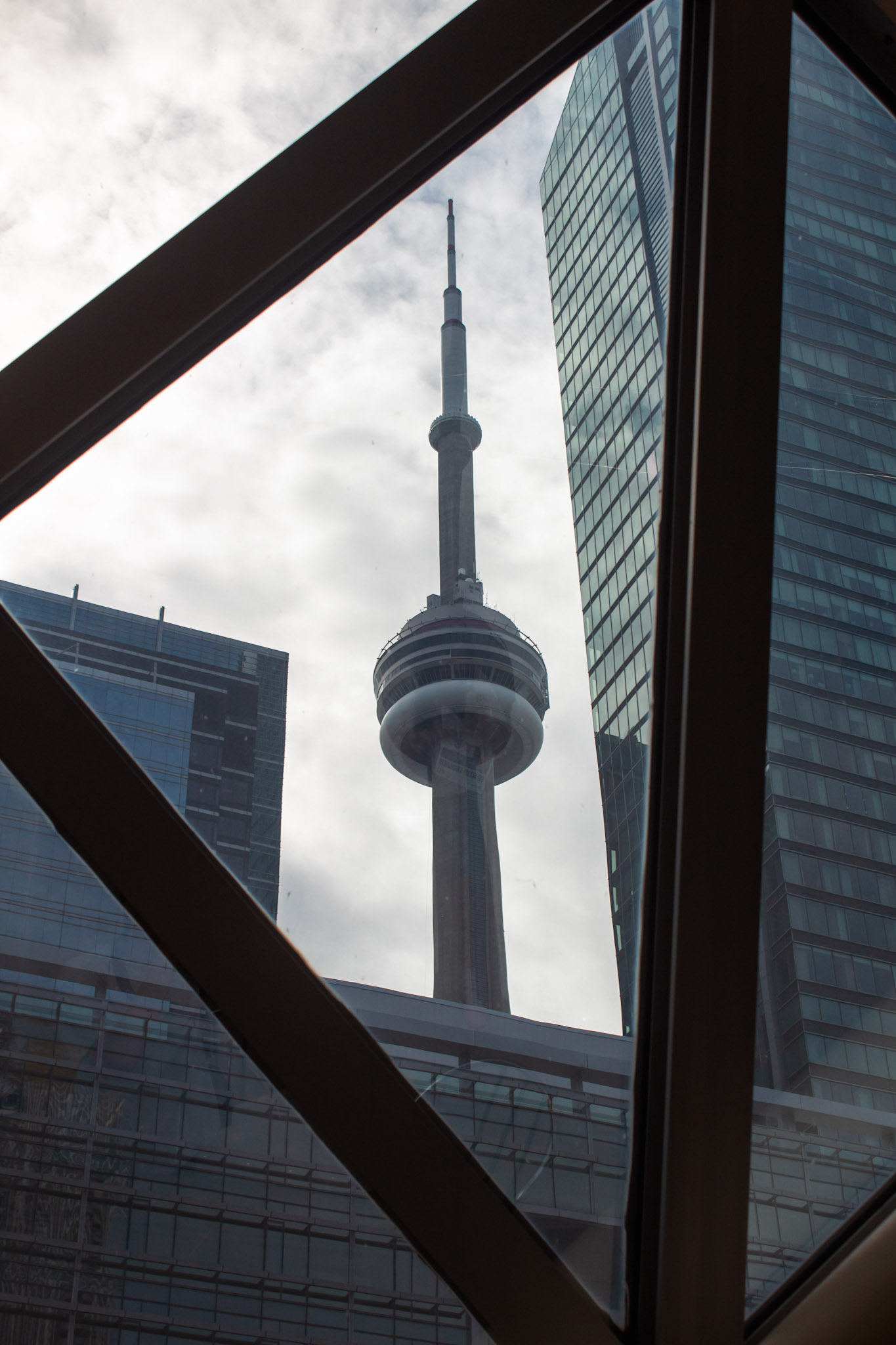 The view of the CN tower from inside the building